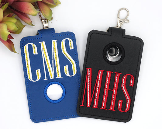 Personalized School Monogram Alarm Badge ID Card Holder