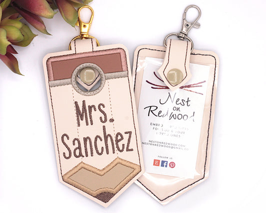 Personalized Neutral Pencil Vertical Alarm Badge ID Card Holder