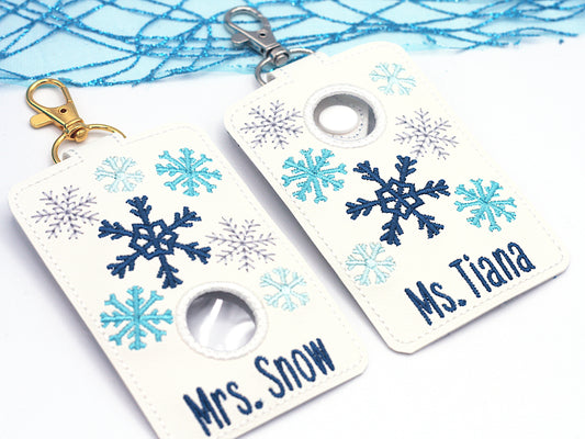 Personalized Snowflake Alarm Badge ID Card Holder