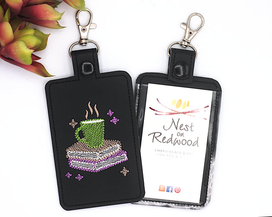 Books and Coffee Vertical Badge ID Card Holder
