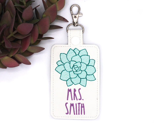 Personalized Succulent Vertical Badge ID Card Holder
