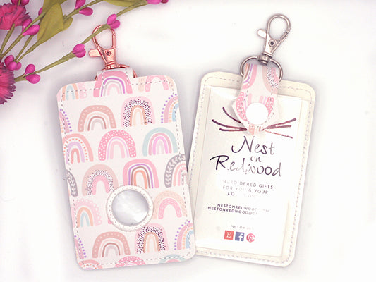 Pink Rainbow Alarm Badge ID Card Holder