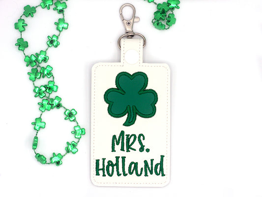 Personalized Shamrock Badge ID Card Holder
