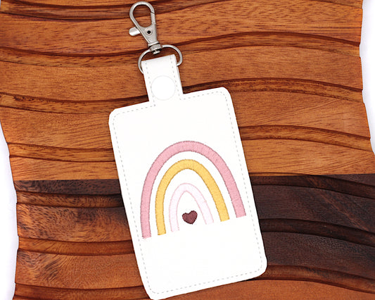 Mauve and Gold Boho Rainbow Vertical Badge ID Card Holder