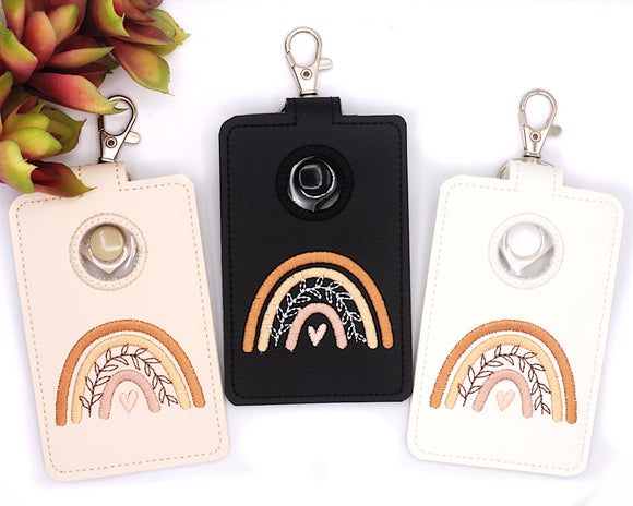 Boho Rainbow with Leaves Neutral Brown Vertical Alarm Badge ID Card Holder