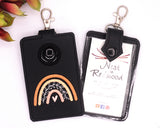 Boho Rainbow with Leaves Neutral Brown Vertical Alarm Badge ID Card Holder