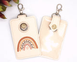 Boho Rainbow with Leaves Neutral Brown Vertical Alarm Badge ID Card Holder
