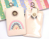 Boho Rainbow with Leaves Pink & Blue Vertical Alarm Badge ID Card Holder