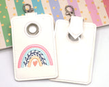 Boho Rainbow with Leaves Pink & Blue Vertical Alarm Badge ID Card Holder