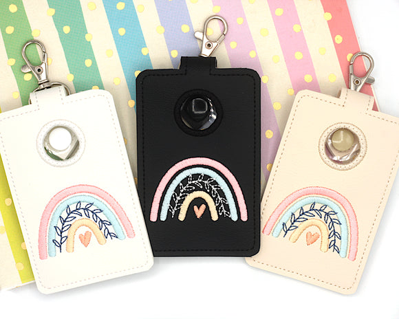 Boho Rainbow with Leaves Pink & Blue Vertical Alarm Badge ID Card Holder