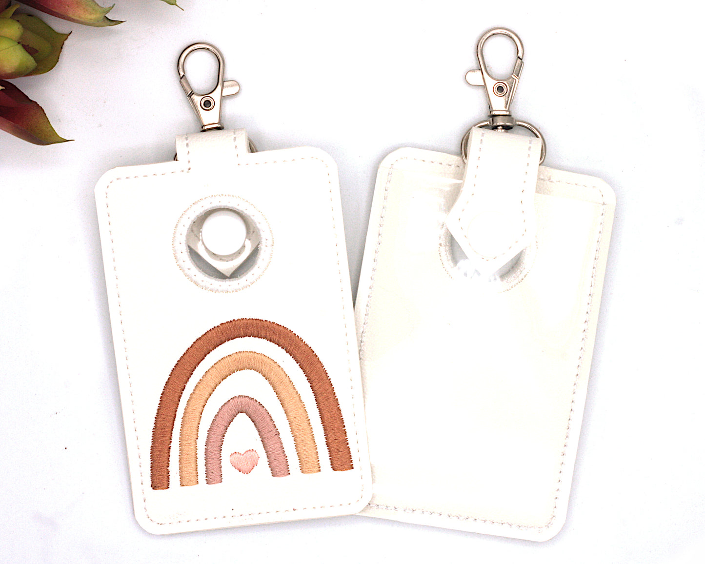 Boho Rainbow Neutral Brown Vertical Alarm Badge ID Card Holder
