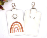 Boho Rainbow Neutral Brown Vertical Alarm Badge ID Card Holder