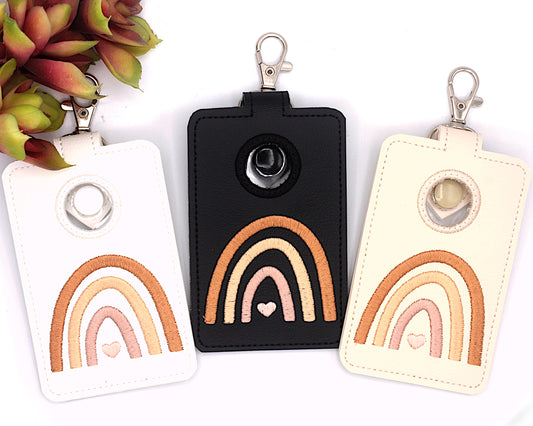 Boho Rainbow Neutral Brown Vertical Alarm Badge ID Card Holder