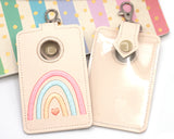 Boho Rainbow Pink & Blue Vertical Alarm Badge ID Card Holder