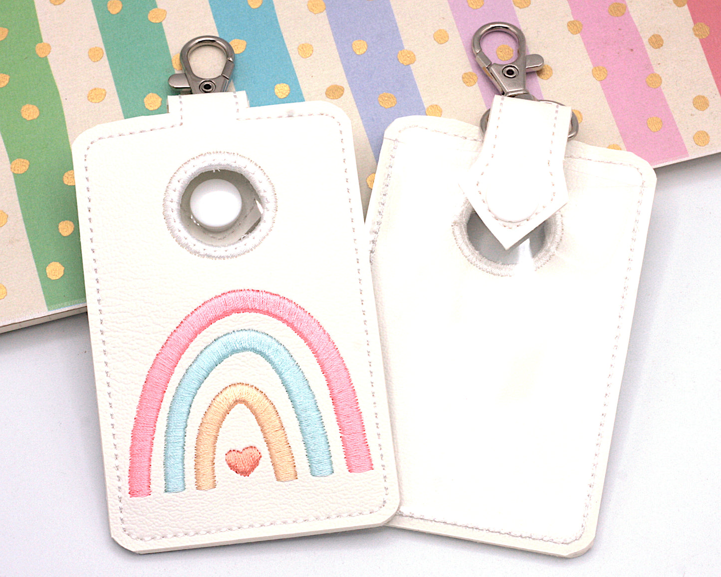 Boho Rainbow Pink & Blue Vertical Alarm Badge ID Card Holder