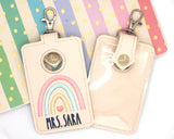 Personalized Boho Rainbow Pink & Blue Vertical Alarm Badge ID Card Holder