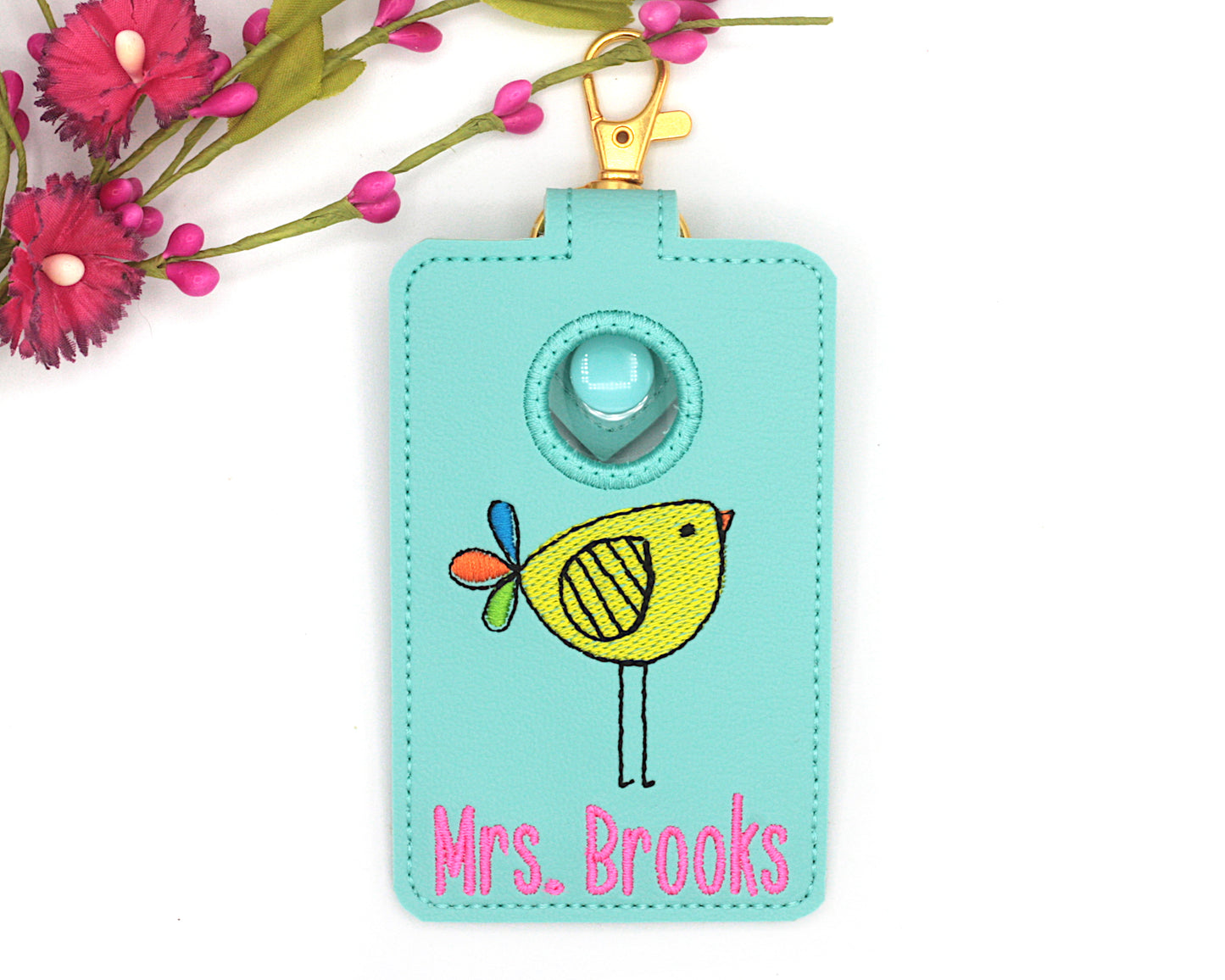 Personalized Boho Bird Vertical Alarm Badge ID Card Holder