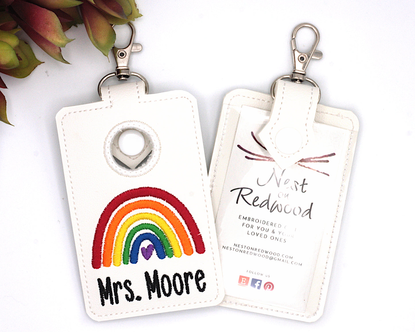Personalized Bright Rainbow Vertical Alarm Badge ID Card Holder