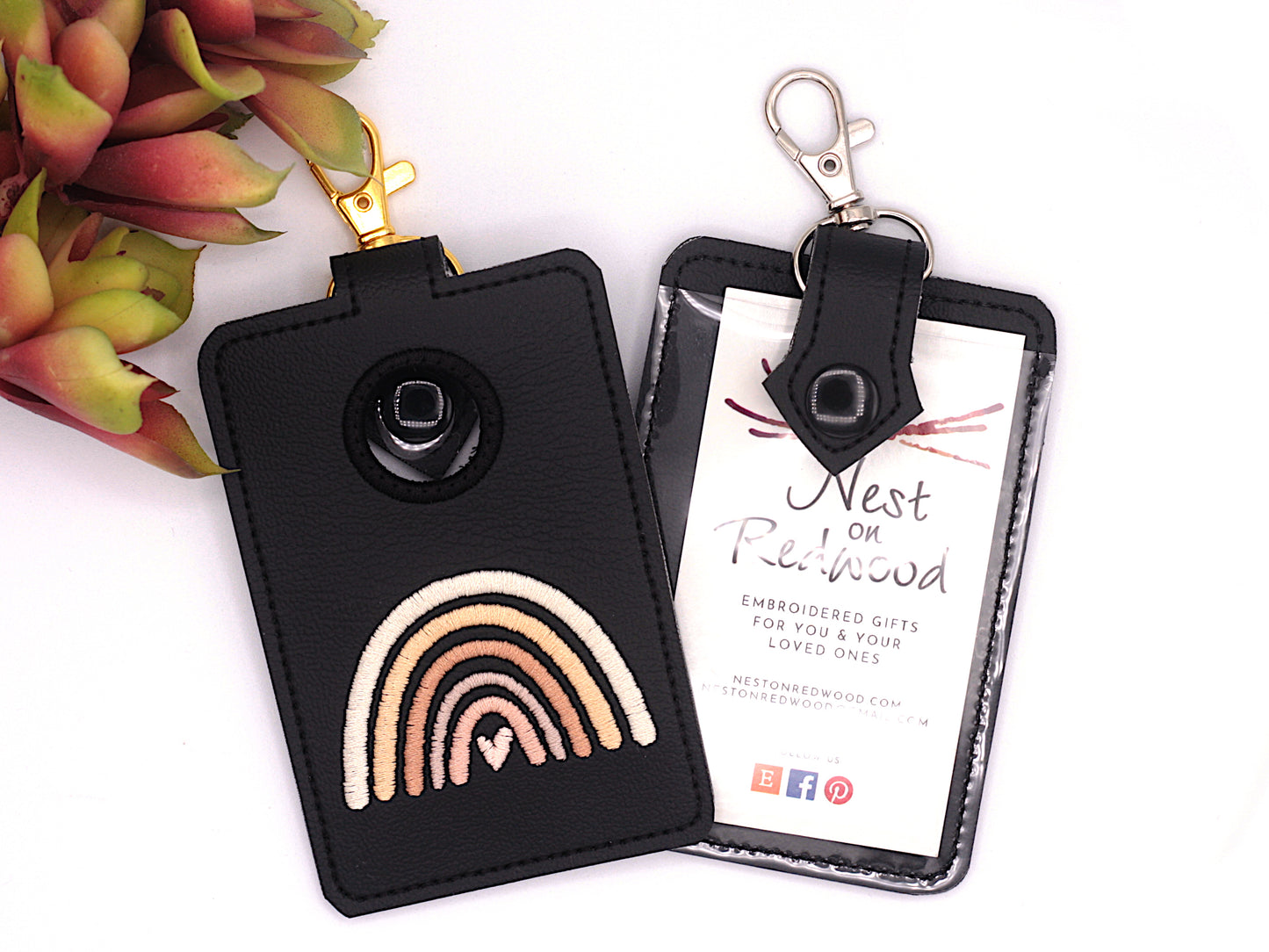Neutral Rainbow Vertical Alarm Badge ID Card Holder