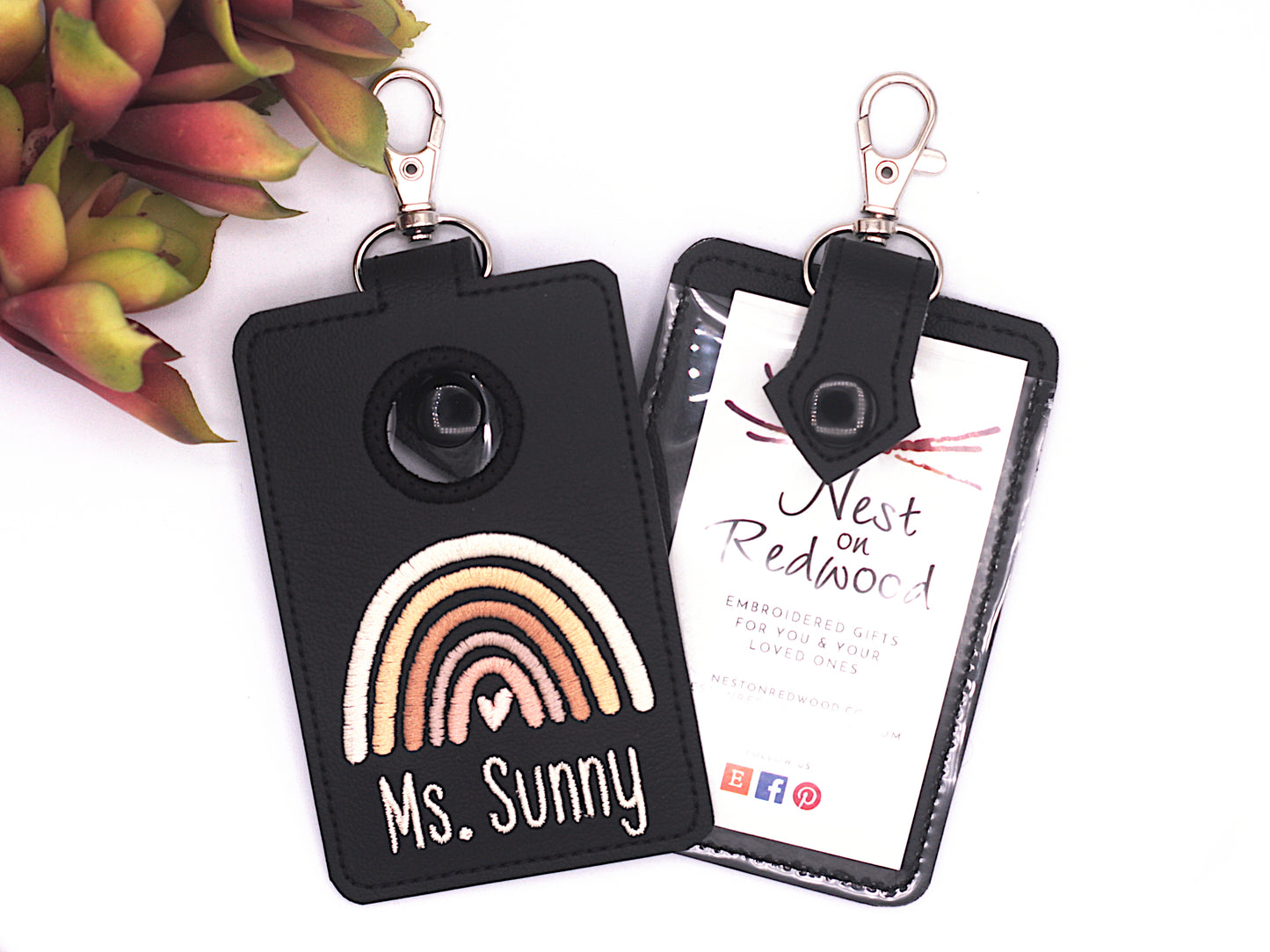 Personalized Neutral Rainbow Vertical Alarm Badge ID Card Holder