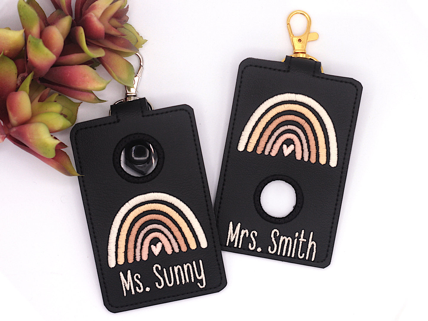Personalized Neutral Rainbow Vertical Alarm Badge ID Card Holder
