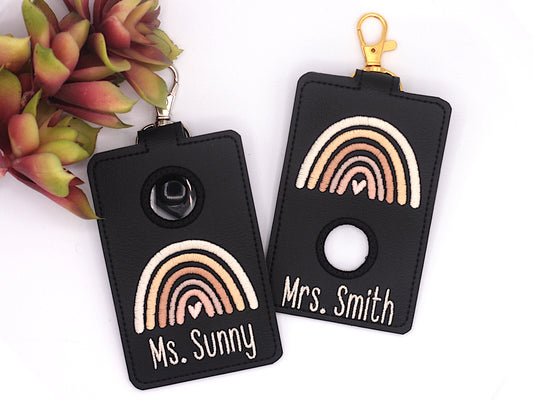 Personalized Neutral Rainbow Vertical Alarm Badge ID Card Holder