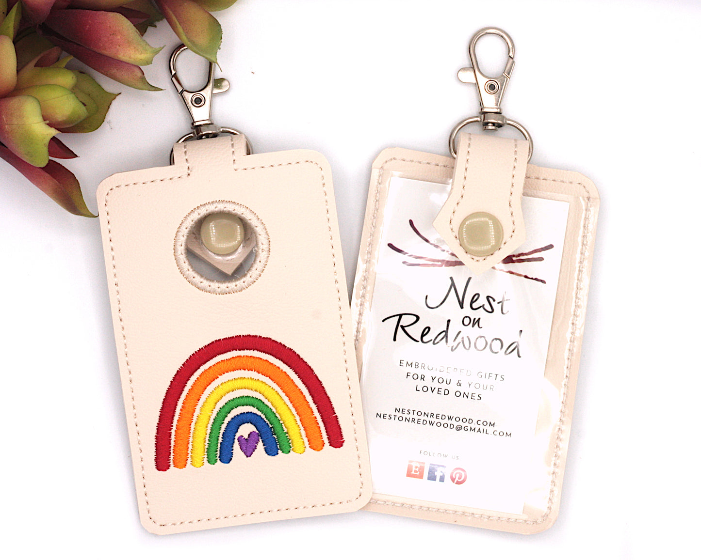 Bright Rainbow Vertical Alarm Badge ID Card Holder