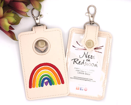 Bright Rainbow Vertical Alarm Badge ID Card Holder