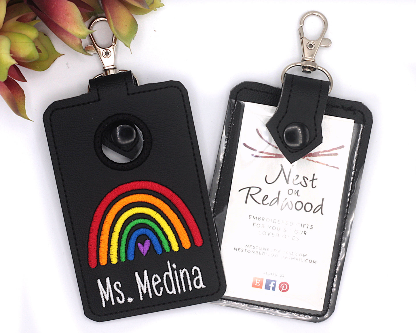 Personalized Bright Rainbow Vertical Alarm Badge ID Card Holder