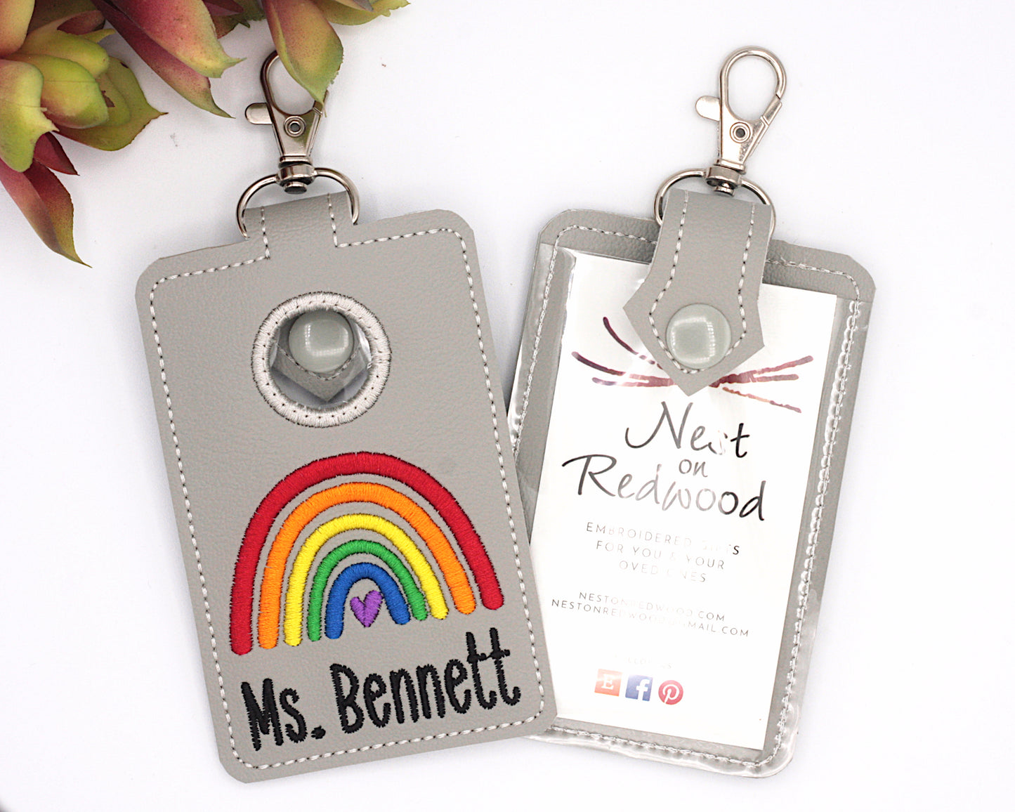 Personalized Bright Rainbow Vertical Alarm Badge ID Card Holder