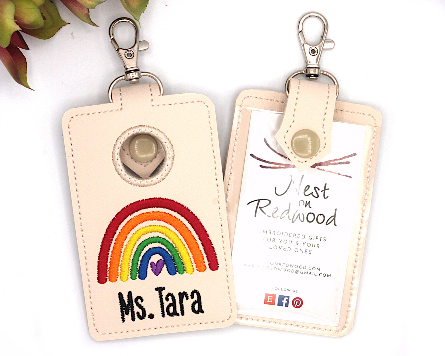 Personalized Bright Rainbow Vertical Alarm Badge ID Card Holder
