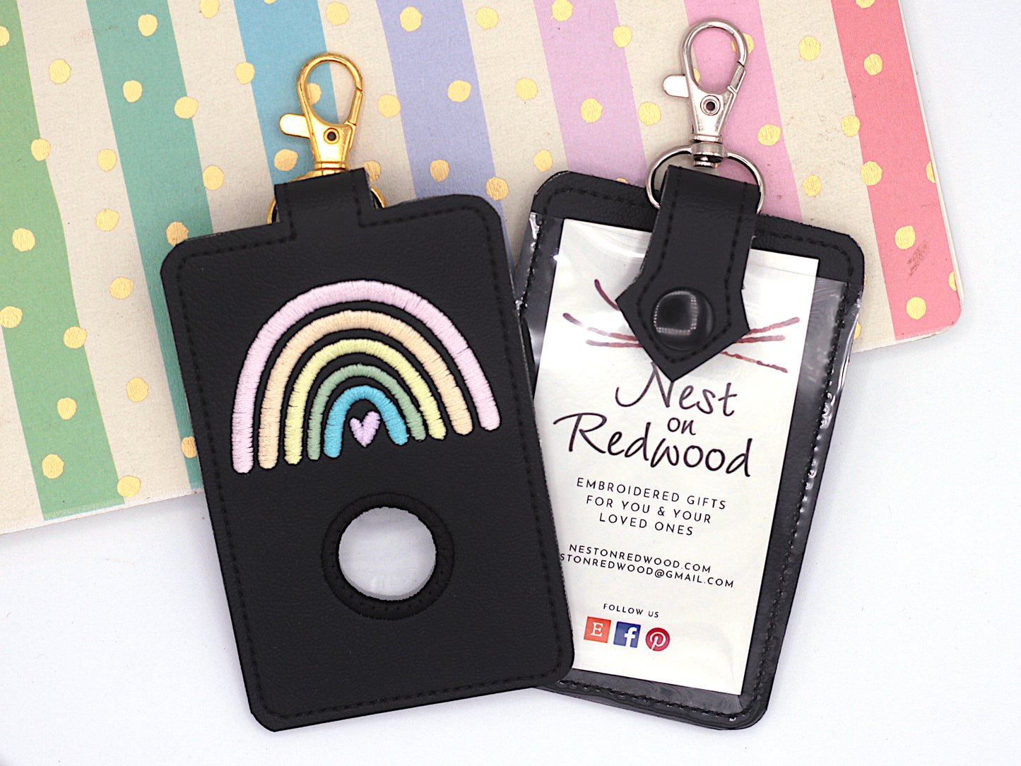 Pastel Rainbow Vertical Alarm Badge ID Card Holder