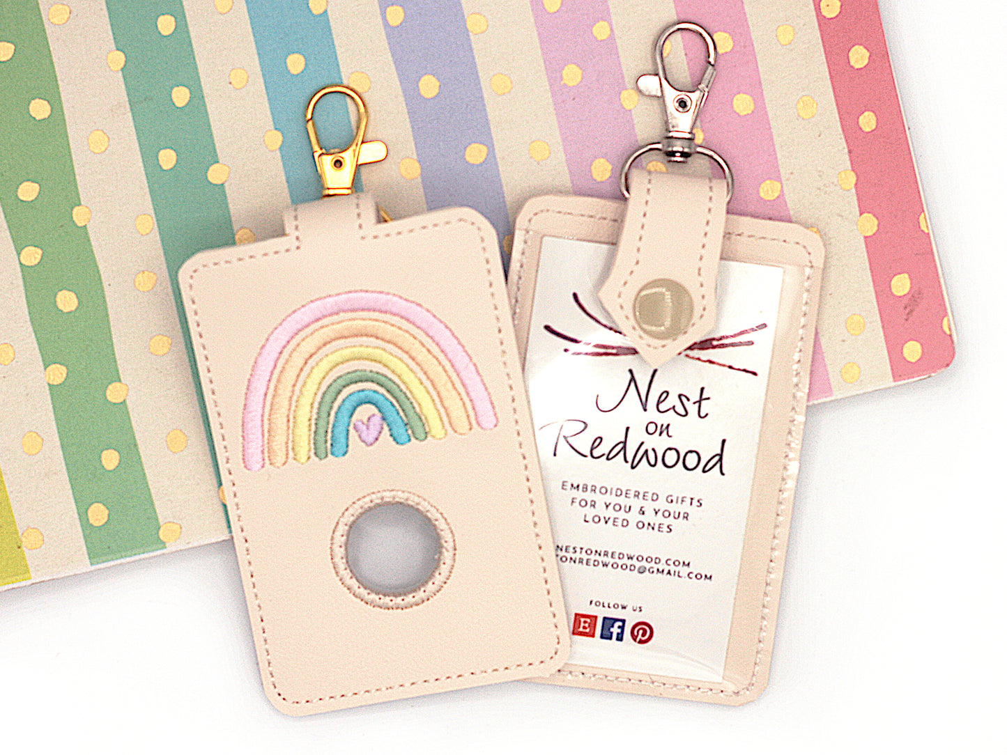 Pastel Rainbow Vertical Alarm Badge ID Card Holder