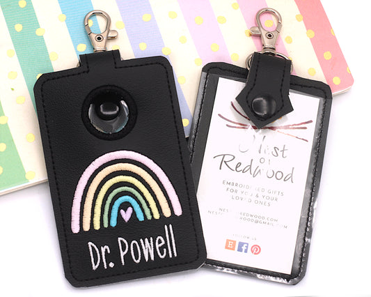 Personalized Pastel Rainbow Vertical Alarm Badge ID Card Holder
