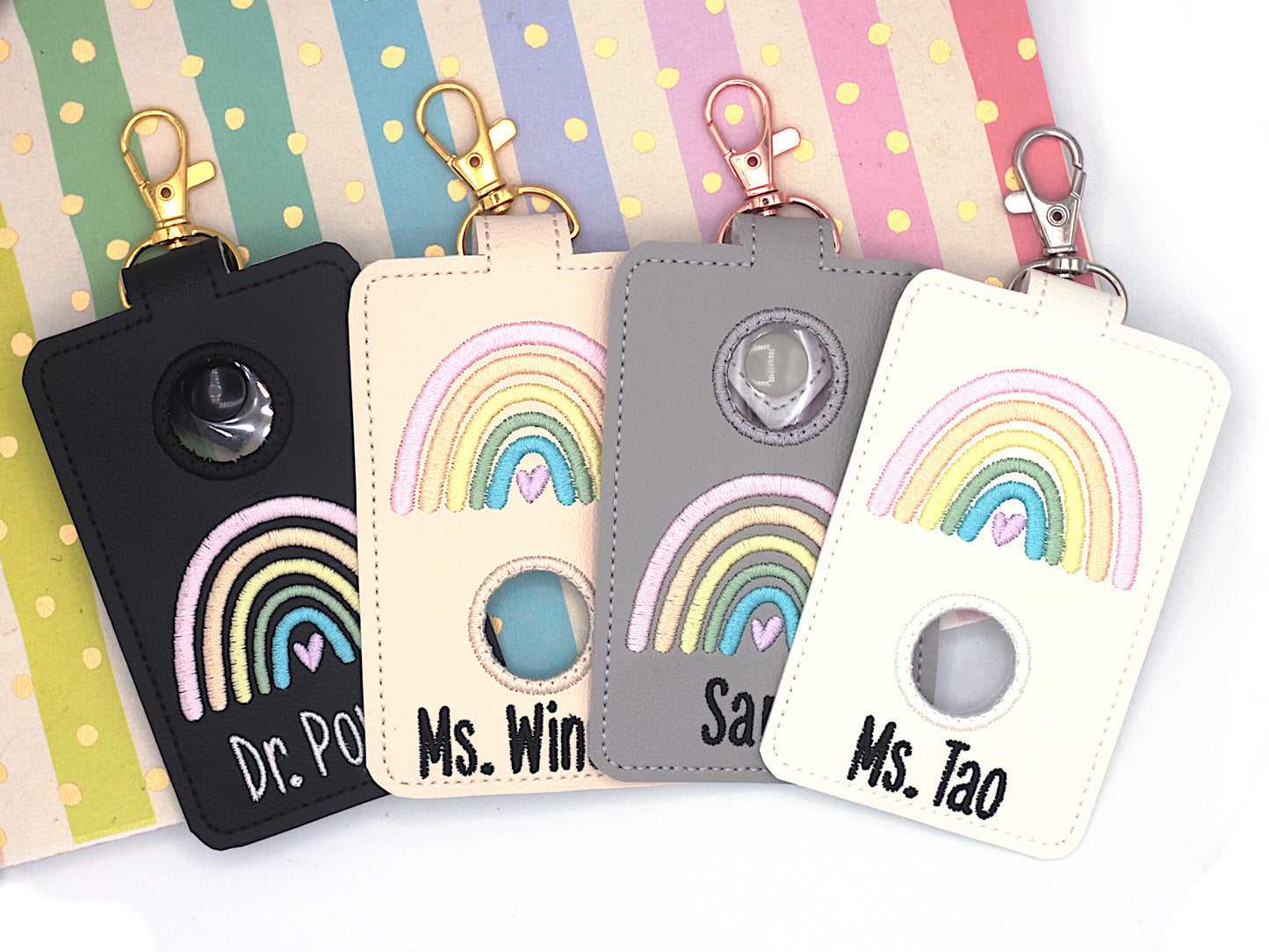 Personalized Pastel Rainbow Vertical Alarm Badge ID Card Holder