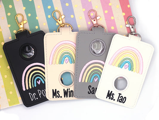 Personalized Pastel Rainbow Vertical Alarm Badge ID Card Holder