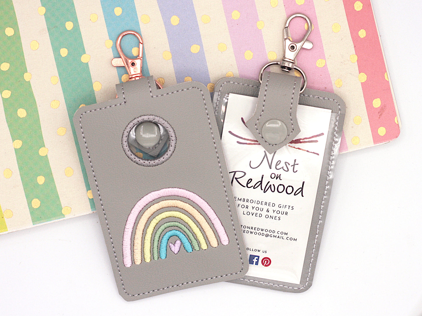 Pastel Rainbow Vertical Alarm Badge ID Card Holder