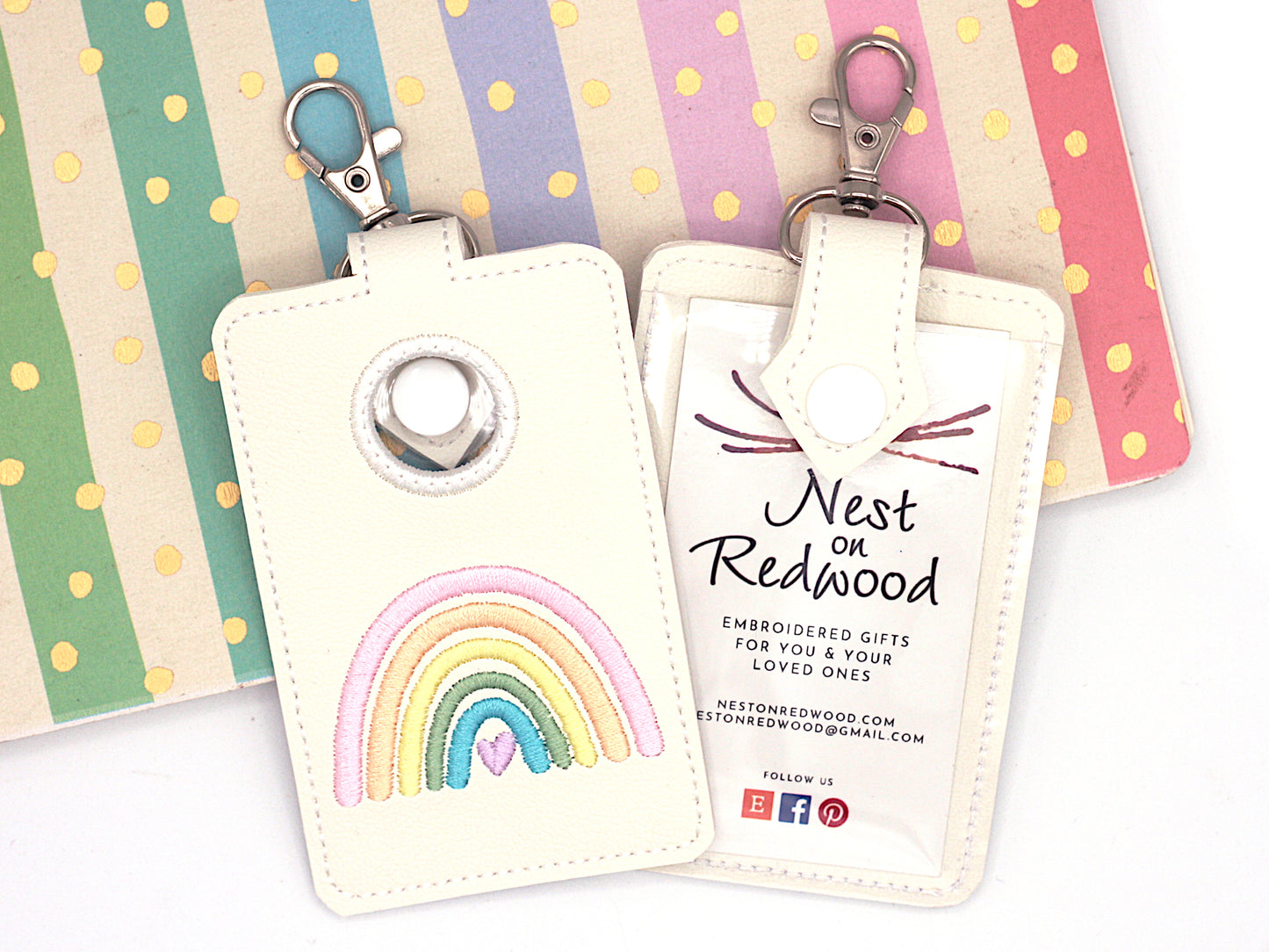 Pastel Rainbow Vertical Alarm Badge ID Card Holder