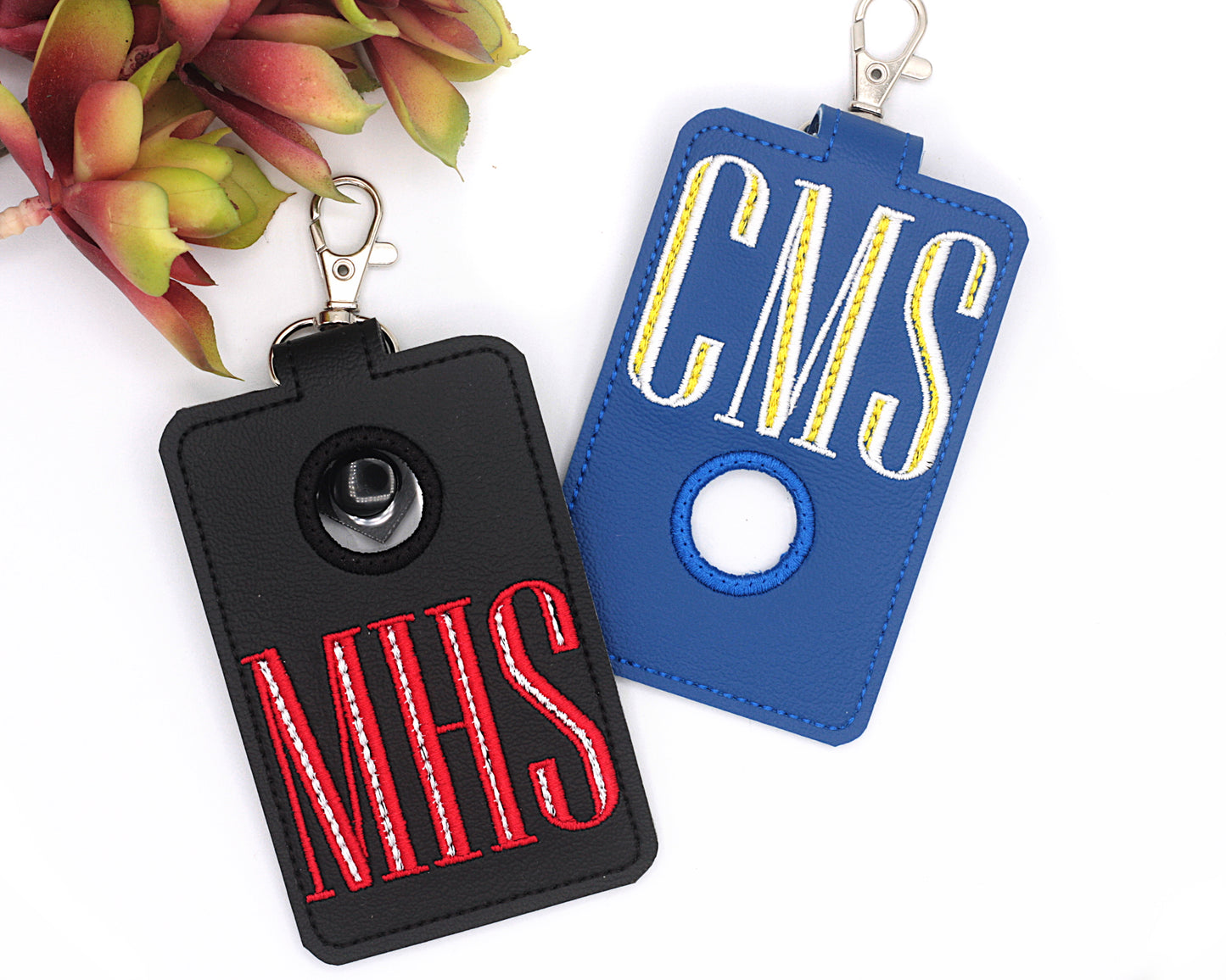 Personalized School Monogram Alarm Badge ID Card Holder