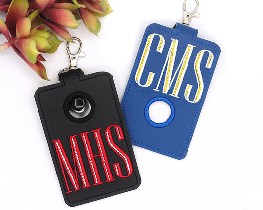Personalized School Monogram Alarm Badge ID Card Holder