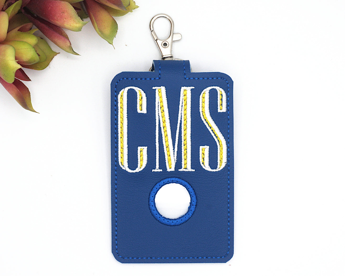 Personalized School Monogram Alarm Badge ID Card Holder