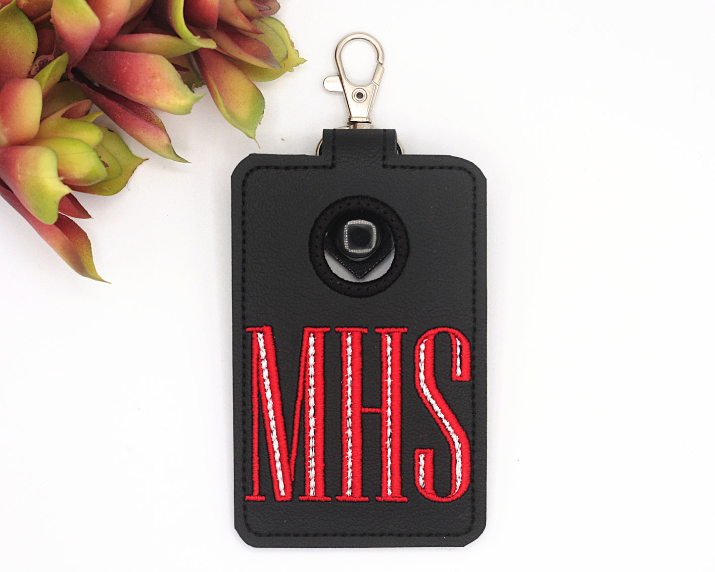 Personalized School Monogram Alarm Badge ID Card Holder