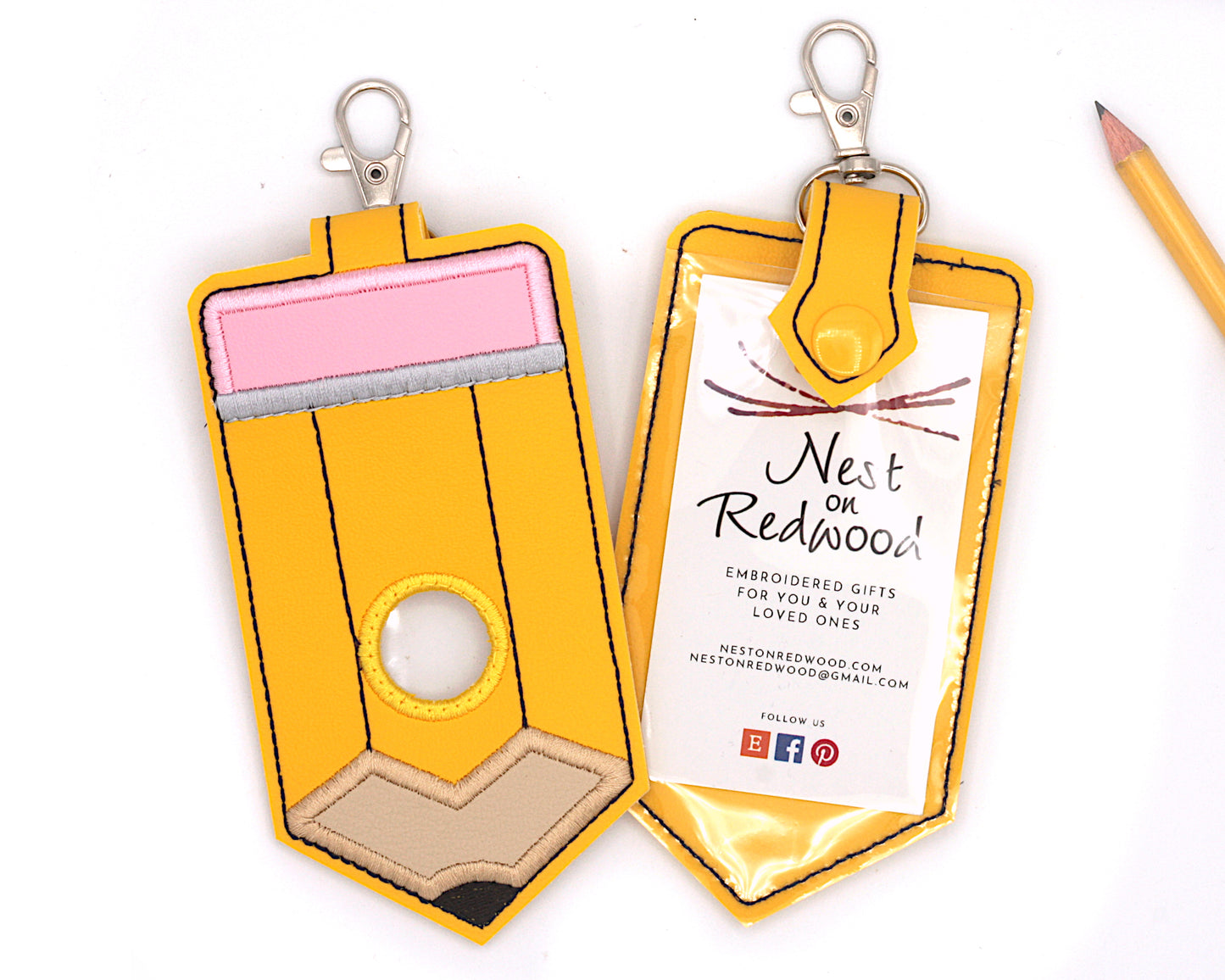 Pencil Vertical Alarm Badge ID Card Holder