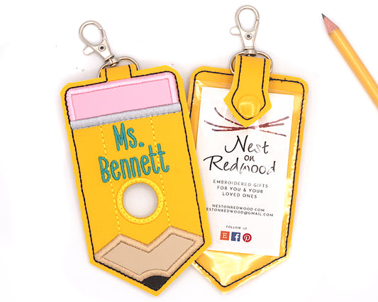 Personalized Pencil Vertical Alarm Badge ID Card Holder