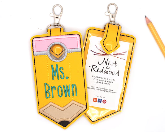 Personalized Pencil Vertical Alarm Badge ID Card Holder