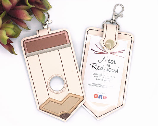 Neutral Pencil Vertical Alarm Badge ID Card Holder