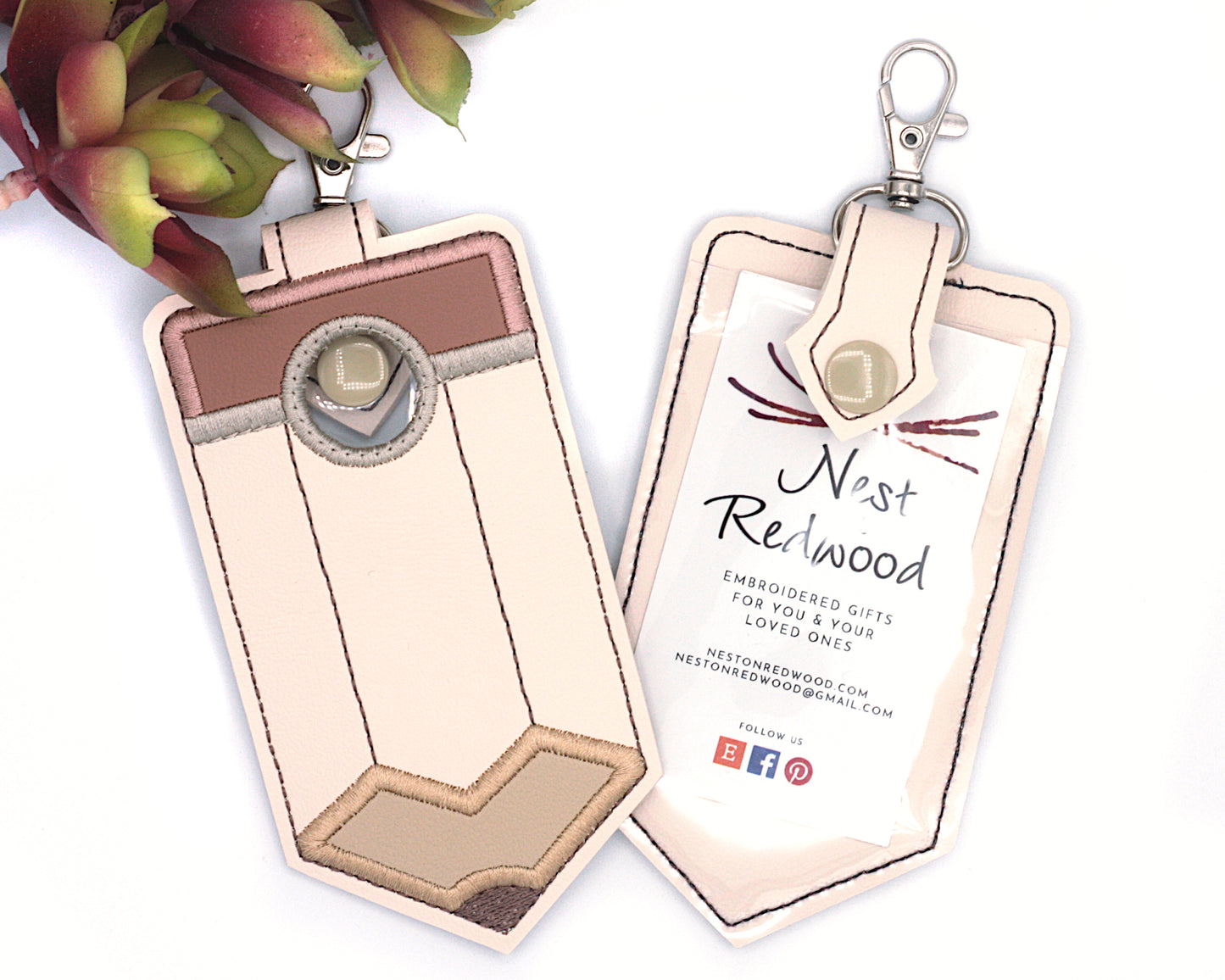 Neutral Pencil Vertical Alarm Badge ID Card Holder