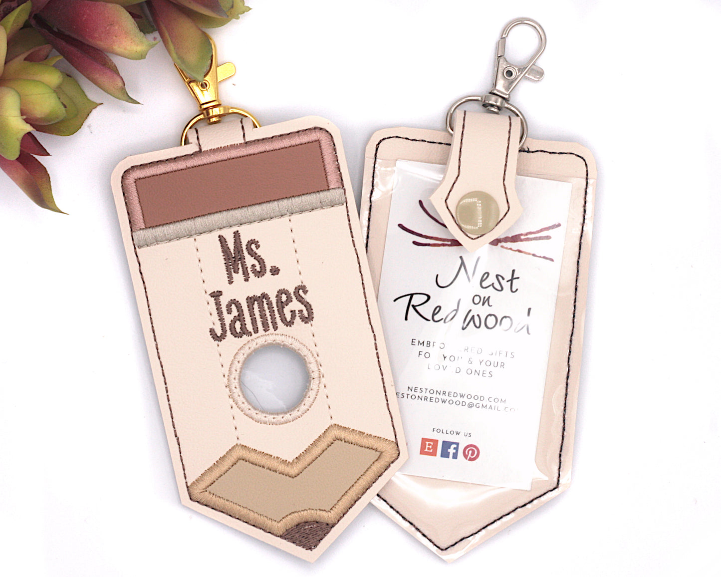 Personalized Neutral Pencil Vertical Alarm Badge ID Card Holder