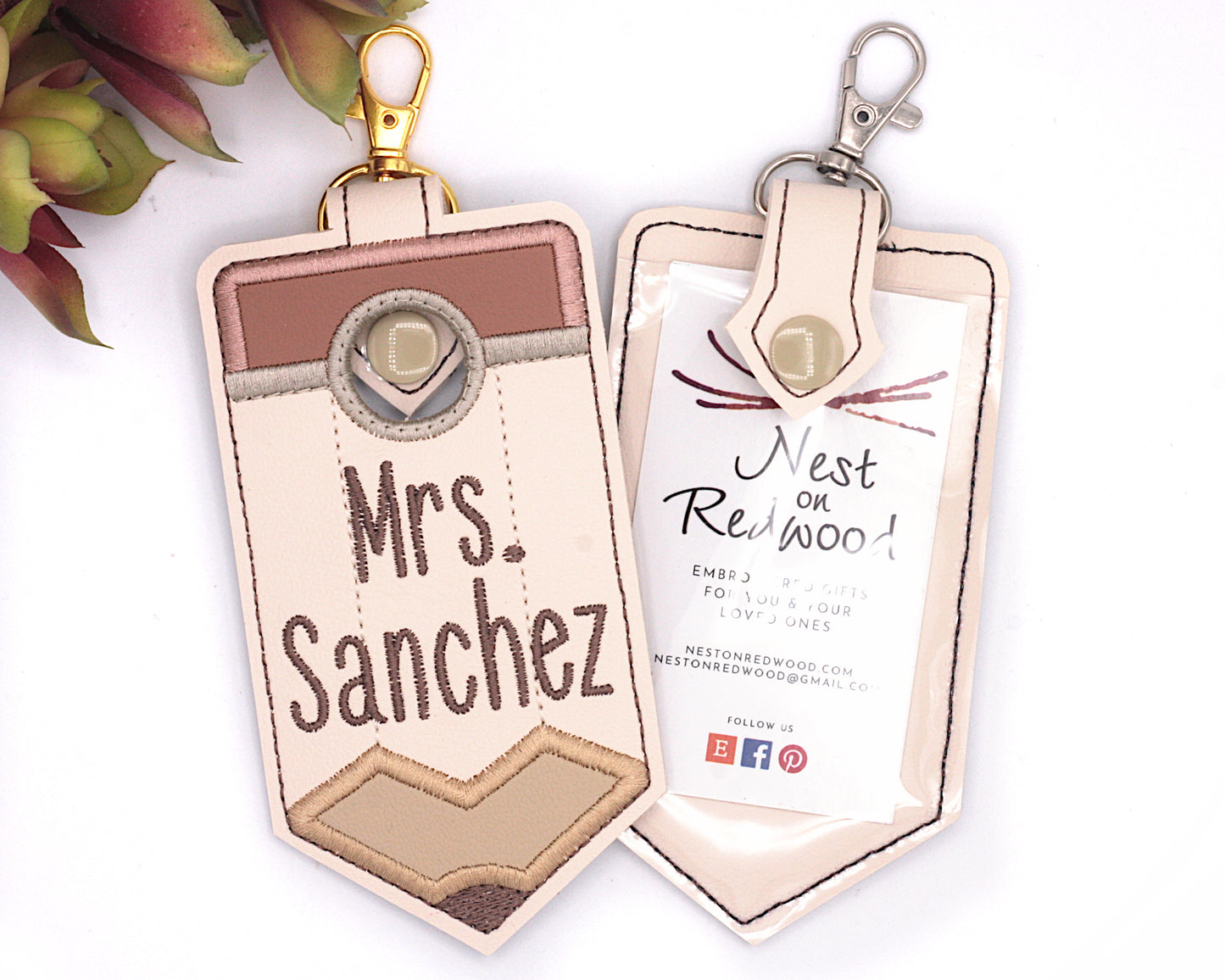 Personalized Neutral Pencil Vertical Alarm Badge ID Card Holder