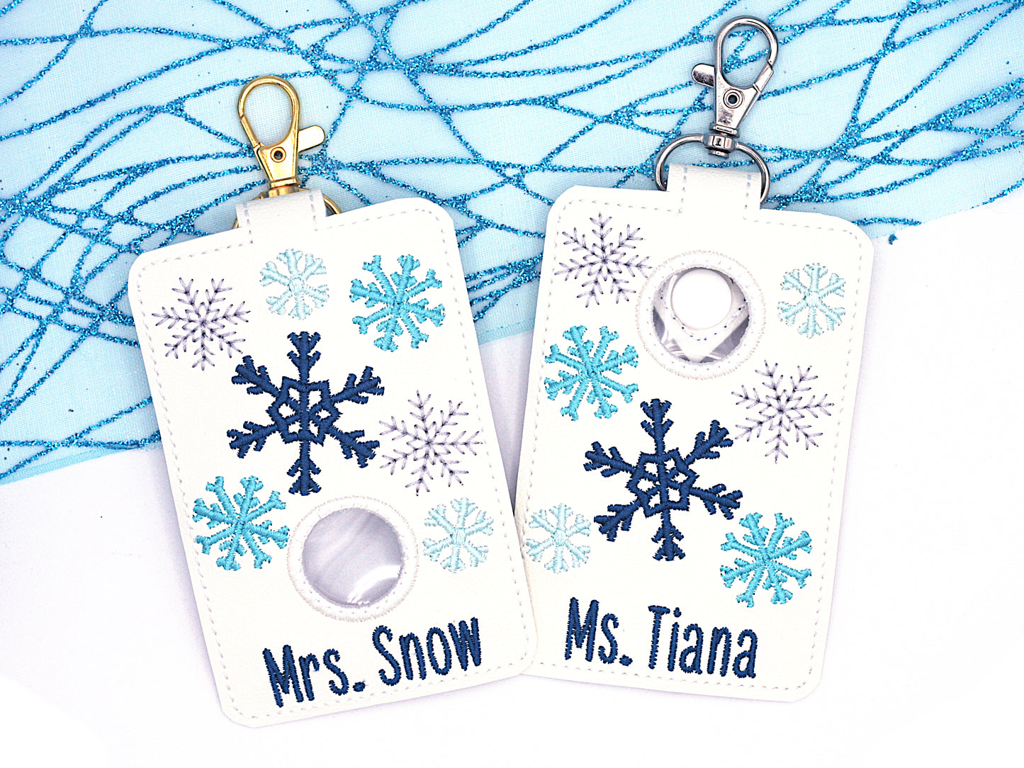 Personalized Snowflake Alarm Badge ID Card Holder